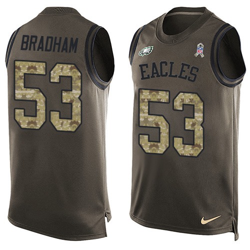 Men's Limited Nigel Bradham Nike Jersey Green - #53 Salute to Service Tank Top NFL Philadelphia Eagles